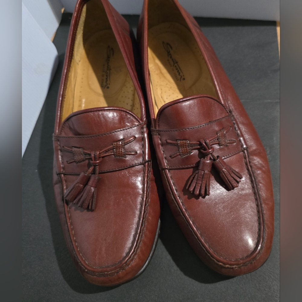 Santoni Men’s Tassel Loafers - Brown, Leather. Made in Italy
